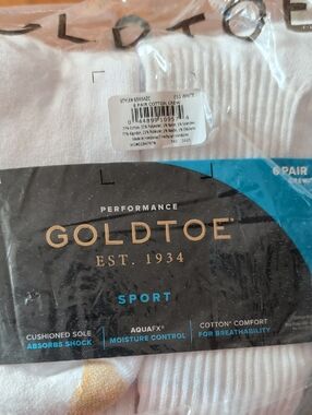 Gold Toe Men's Casual Crew Socks White with Gold Accent